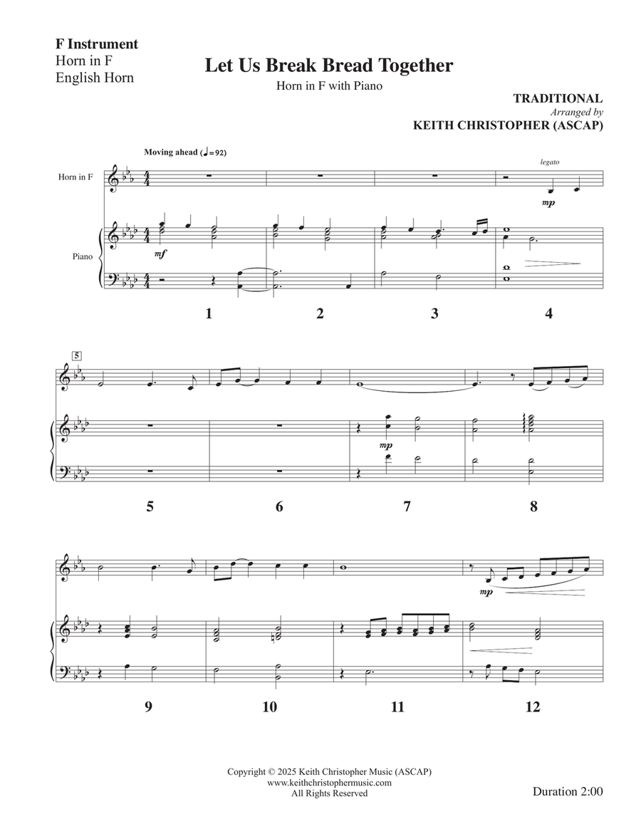 Let Us Break Bread Together on Our Knees Piano scores gallery preview page 1