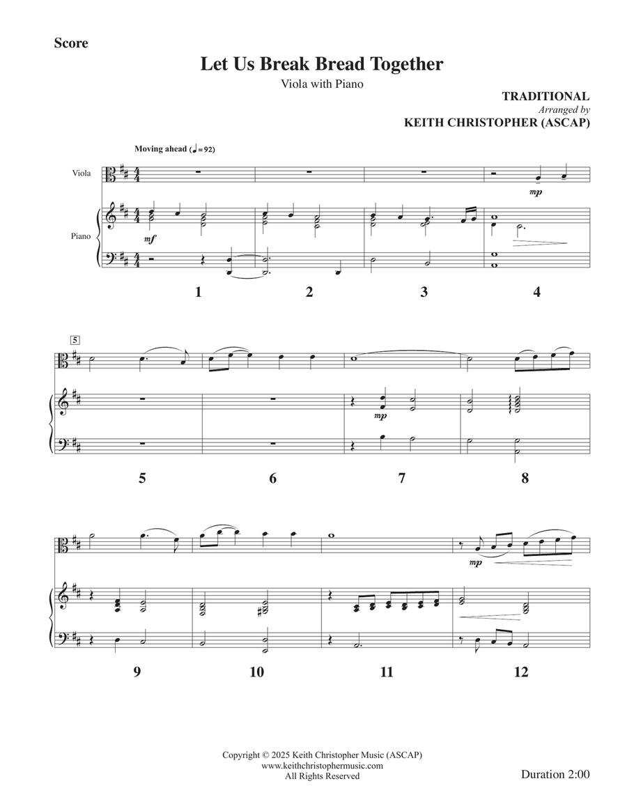 Let Us Break Bread Together on Our Knees Viola scores gallery preview page 1