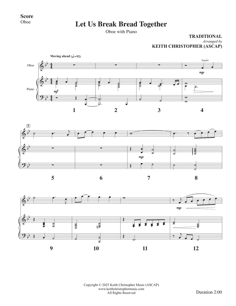 Let Us Break Bread Together on Our Knees Piano scores gallery preview page 1
