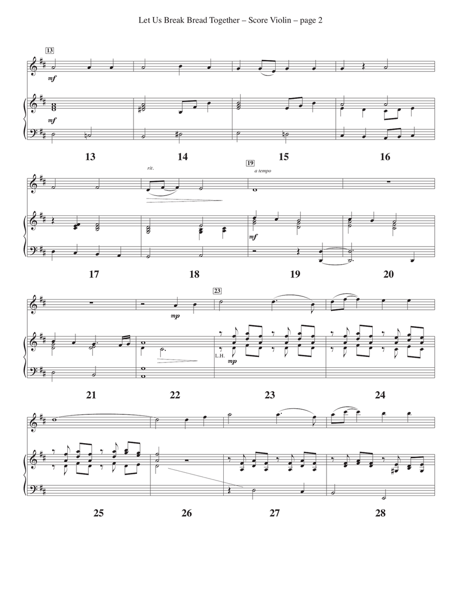Let Us Break Bread Together on Our Knees Violin Solo scores gallery preview page 2