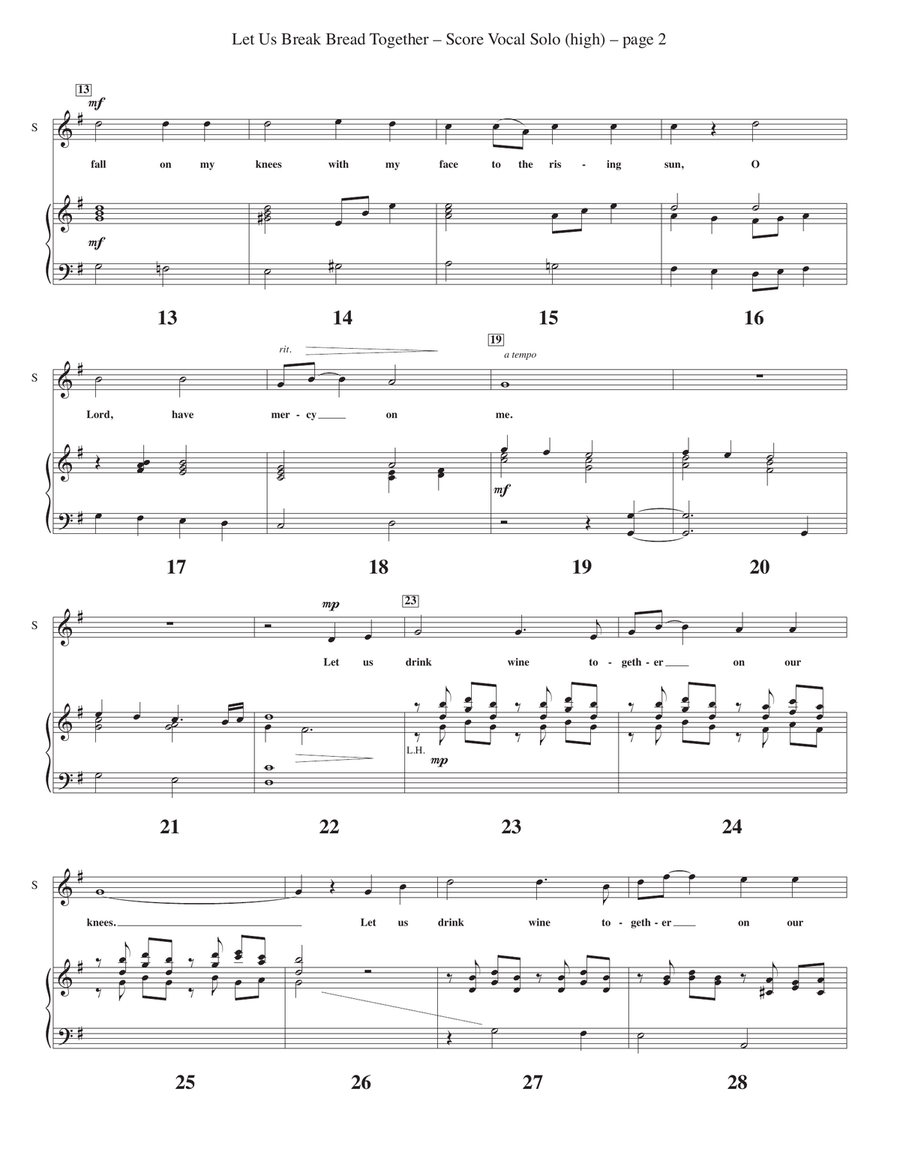 Let Us Break Bread Together on Our Knees Piano, Vocal scores gallery preview page 2