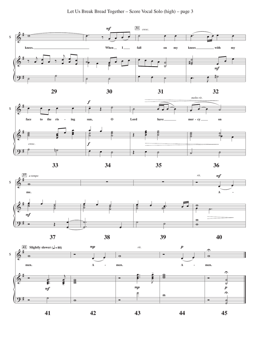 Let Us Break Bread Together on Our Knees Piano, Vocal scores gallery preview page 3