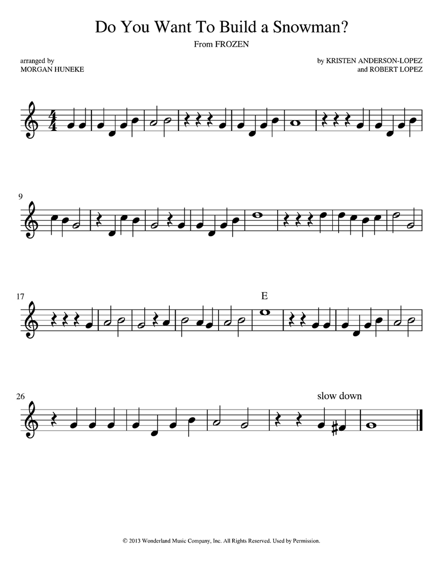 Do You Want To Build A Snowman? Violin Solo scores gallery preview page 1
