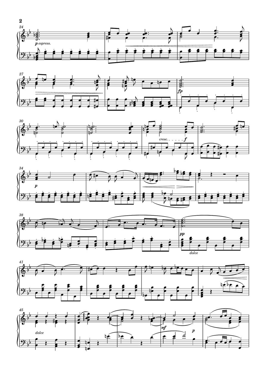 Mozart - Tuba Mirum from Requiem in D minor for piano Piano Solo scores gallery preview page 2