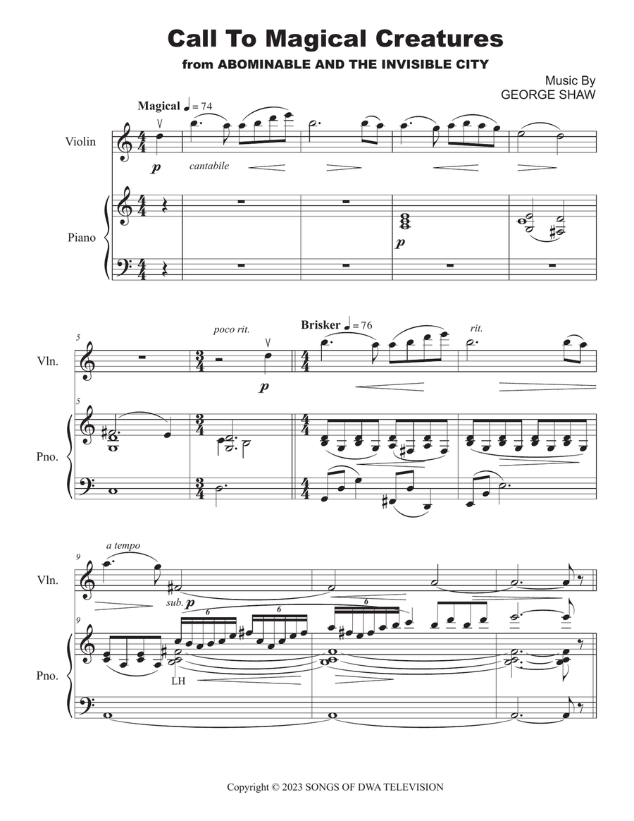 Call To Magical Creatures Violin Solo scores gallery preview page 2