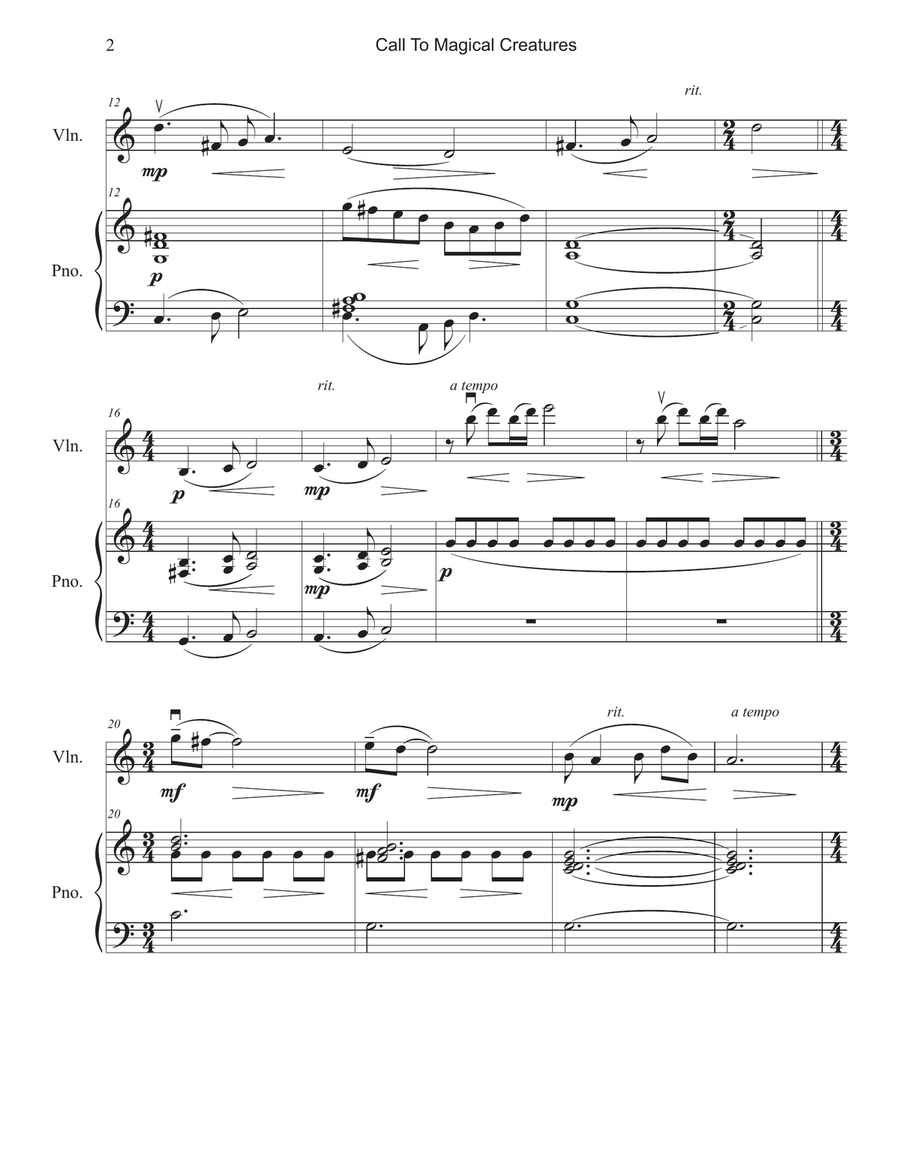 Call To Magical Creatures Violin Solo scores gallery preview page 3