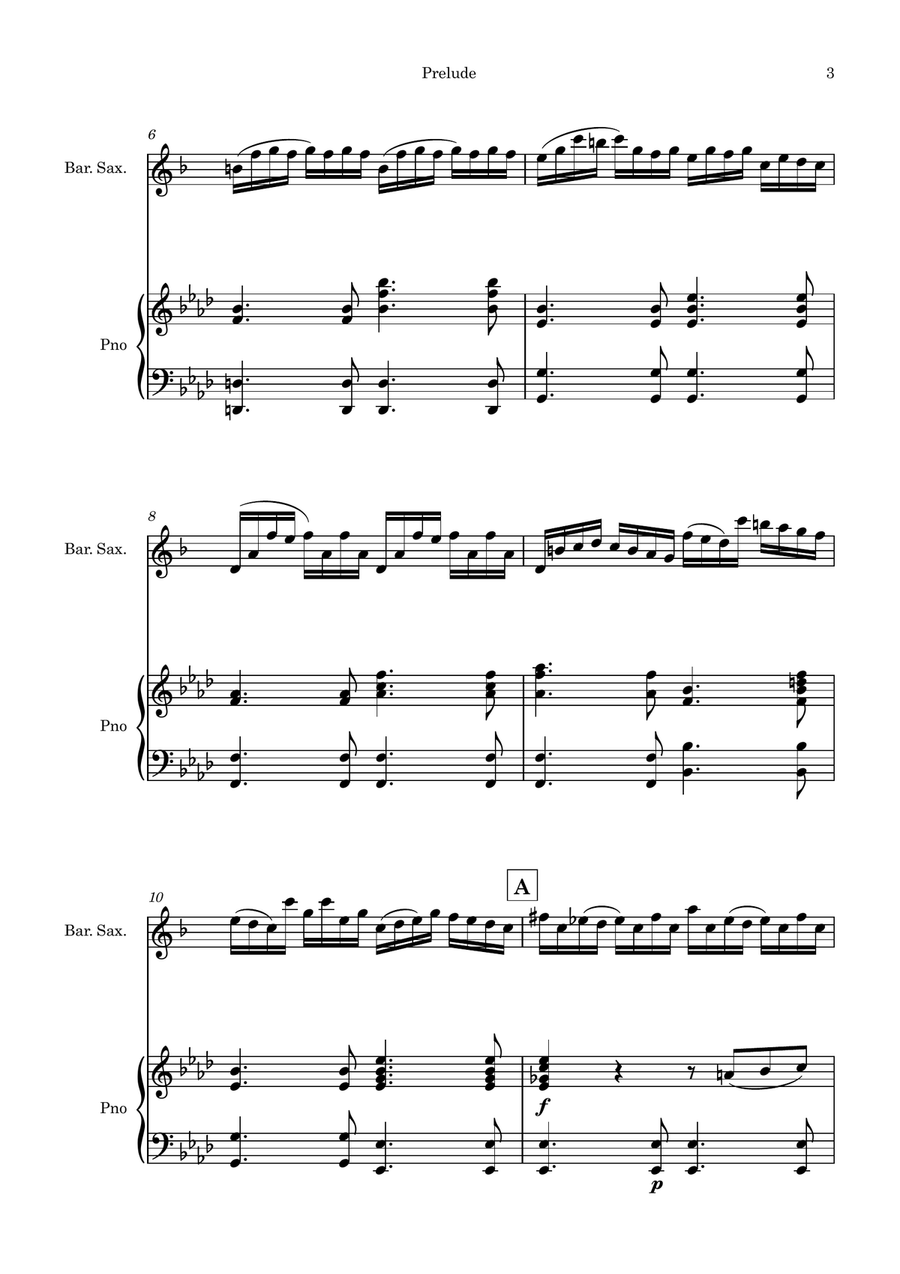 Bach's Cello Suite, No. 1 Baritone Saxophone scores gallery preview page 3