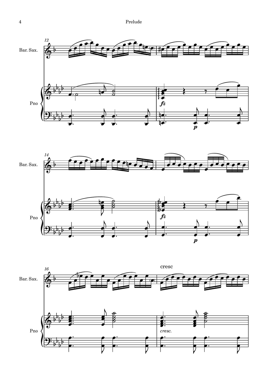 Bach's Cello Suite, No. 1 Baritone Saxophone scores gallery preview page 4