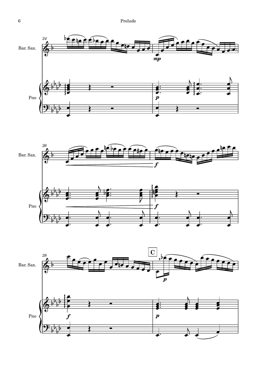 Bach's Cello Suite, No. 1 Baritone Saxophone scores gallery preview page 6