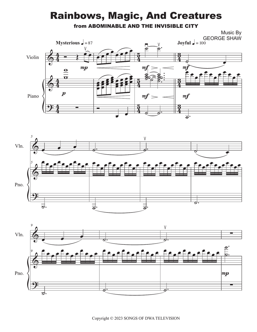 Rainbows, Magic, And Creatures Violin Solo scores gallery preview page 2