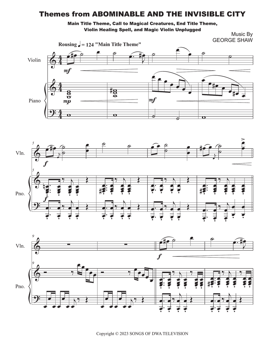 Medley: Abominable And The Invisible City - Main Title Theme with Call To Magical Creatures, Abom... Violin Solo scores gallery preview page 2