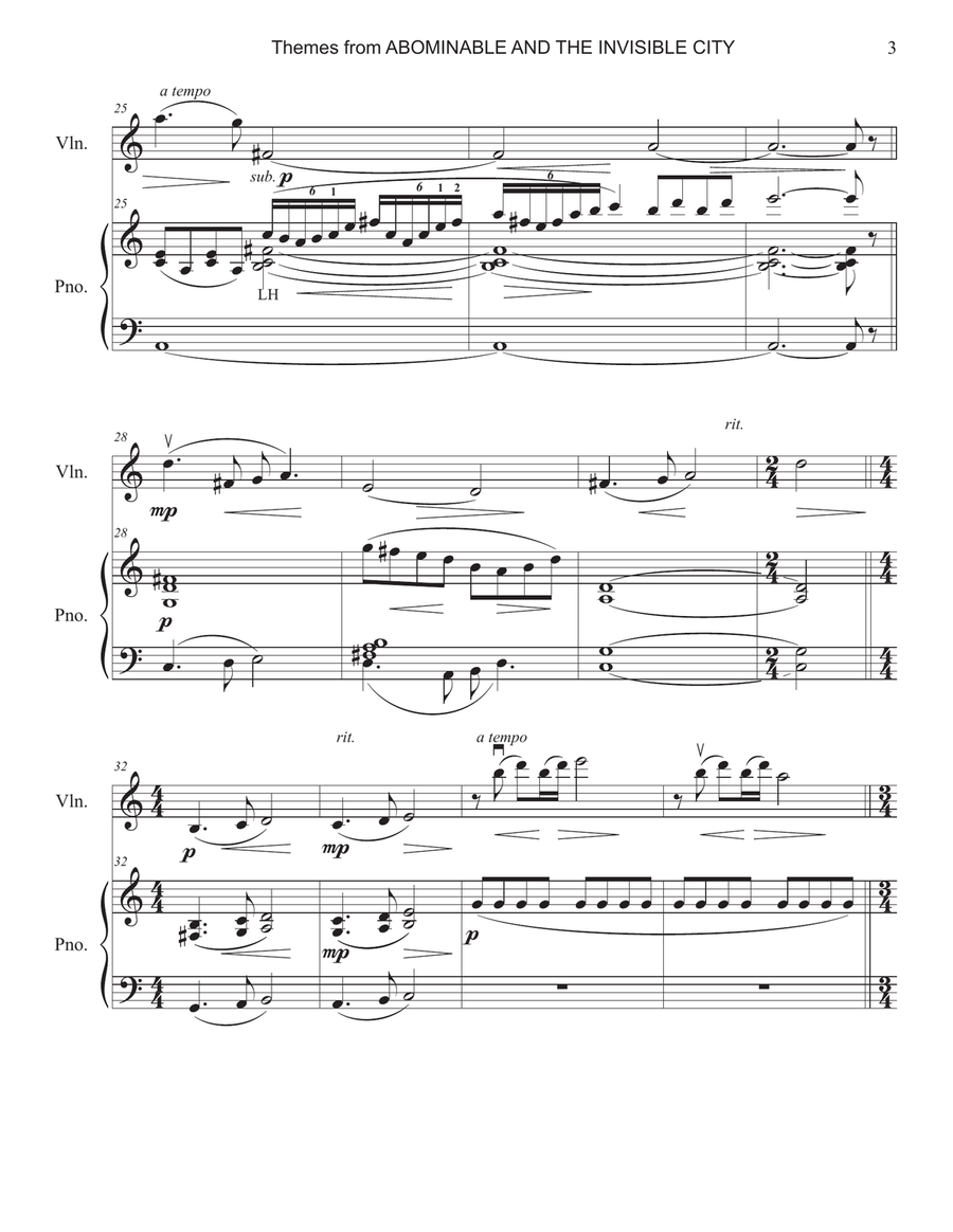 Medley: Abominable And The Invisible City - Main Title Theme with Call To Magical Creatures, Abom... Violin Solo scores gallery preview page 4