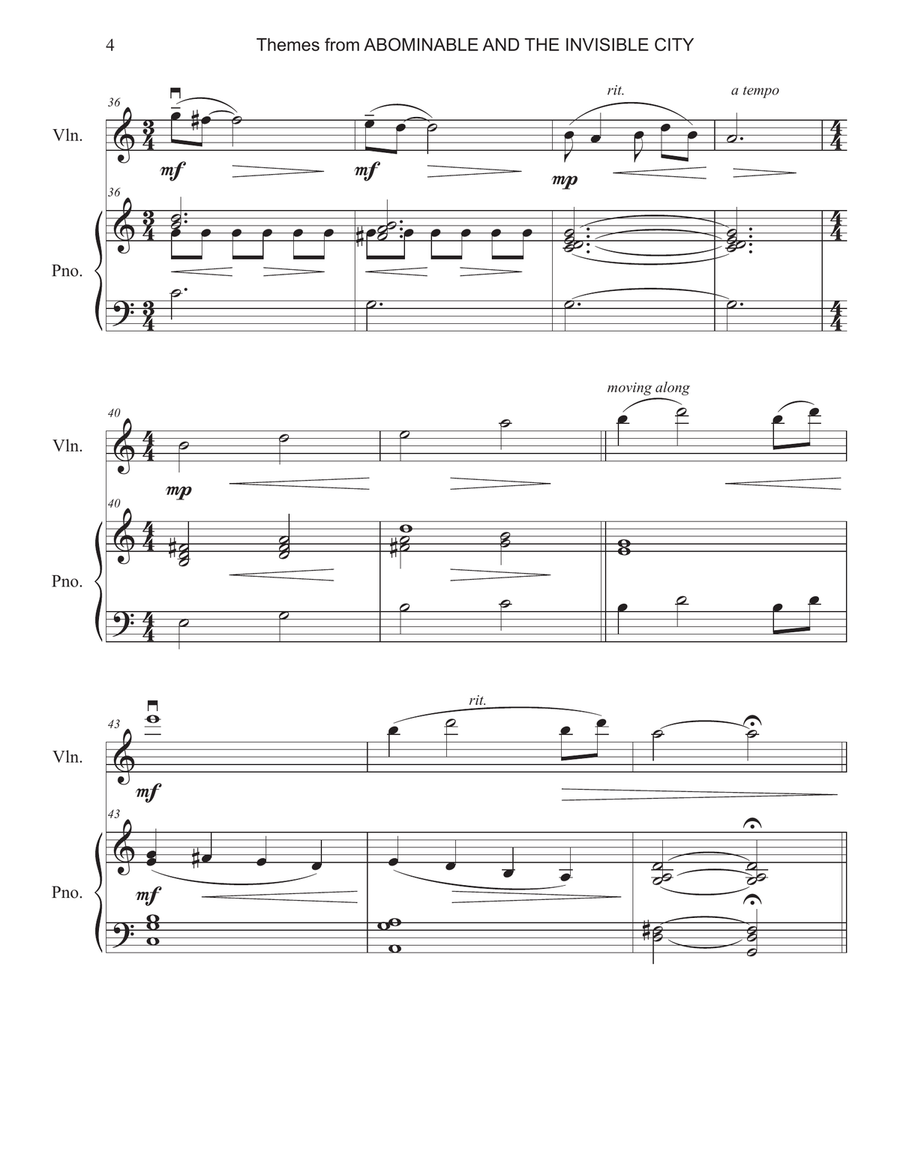 Medley: Abominable And The Invisible City - Main Title Theme with Call To Magical Creatures, Abom... Violin Solo scores gallery preview page 5