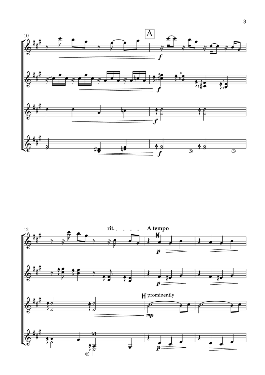 Sonatine I for Four-part Classical Guitar Ensemble Small Ensemble scores gallery preview page 3