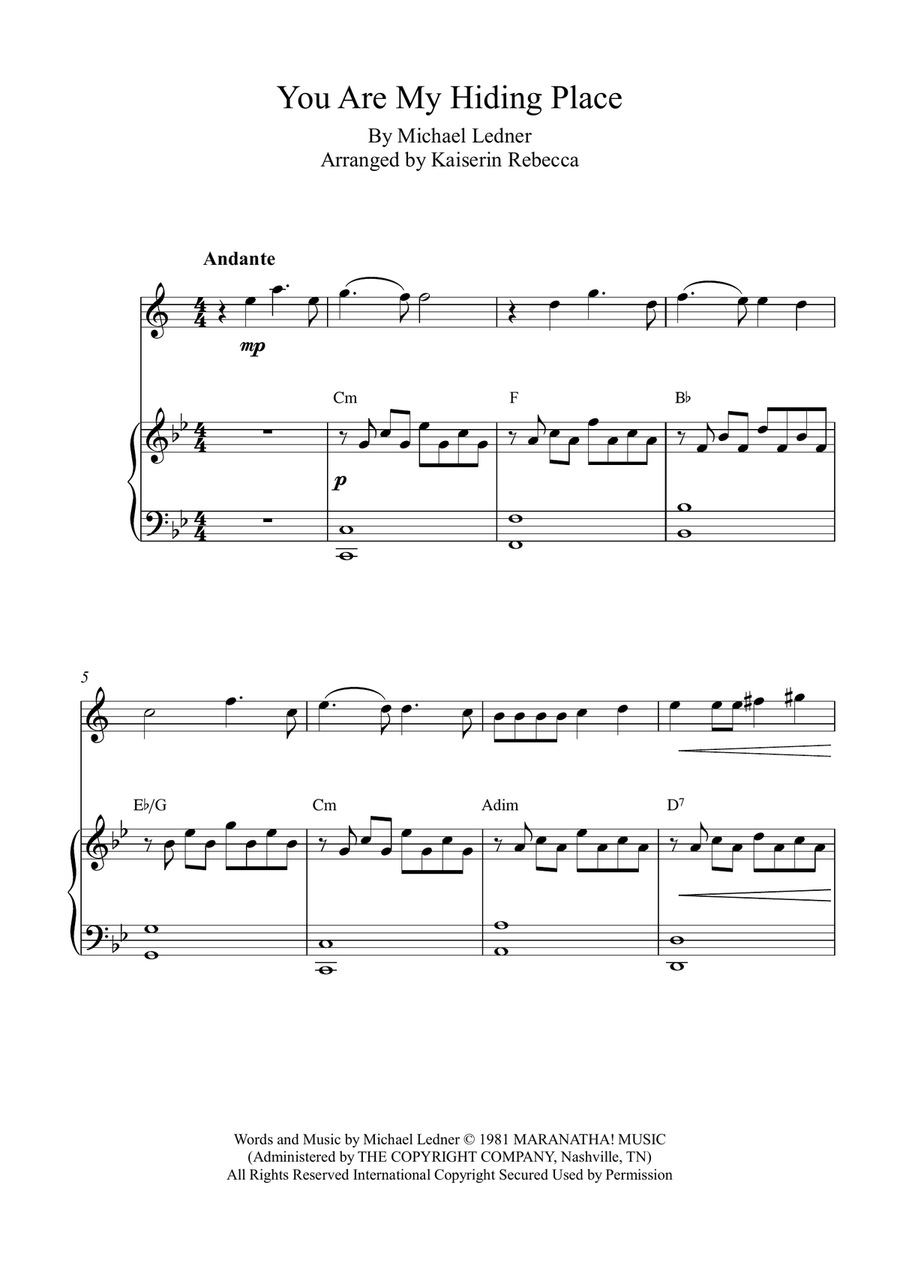 You Are My Hiding Place You Are My Hiding Place Soprano Saxophone scores gallery preview page 1