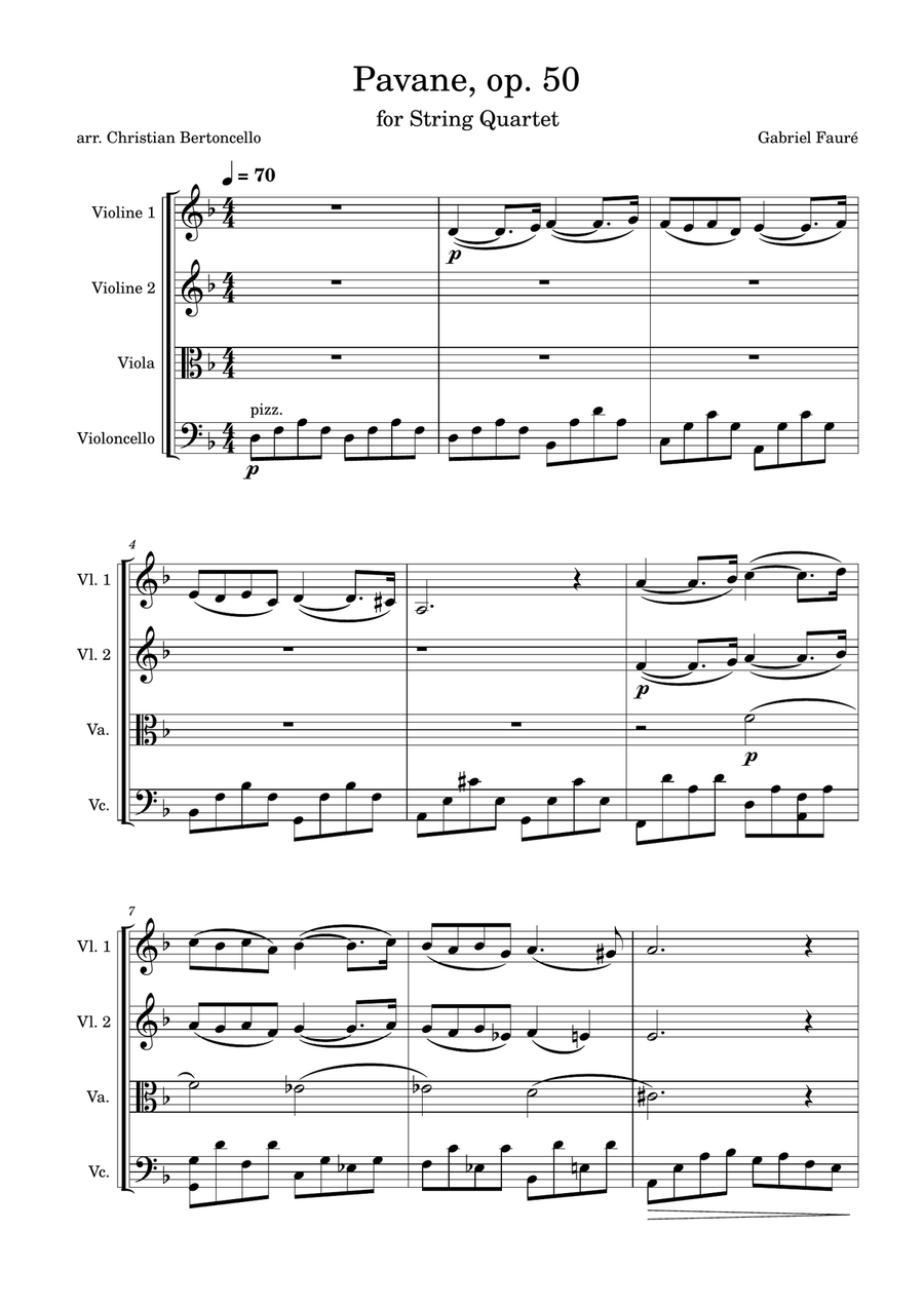 Pavane, op. 50 arranged for String Quartet String Quartet scores gallery preview page 1