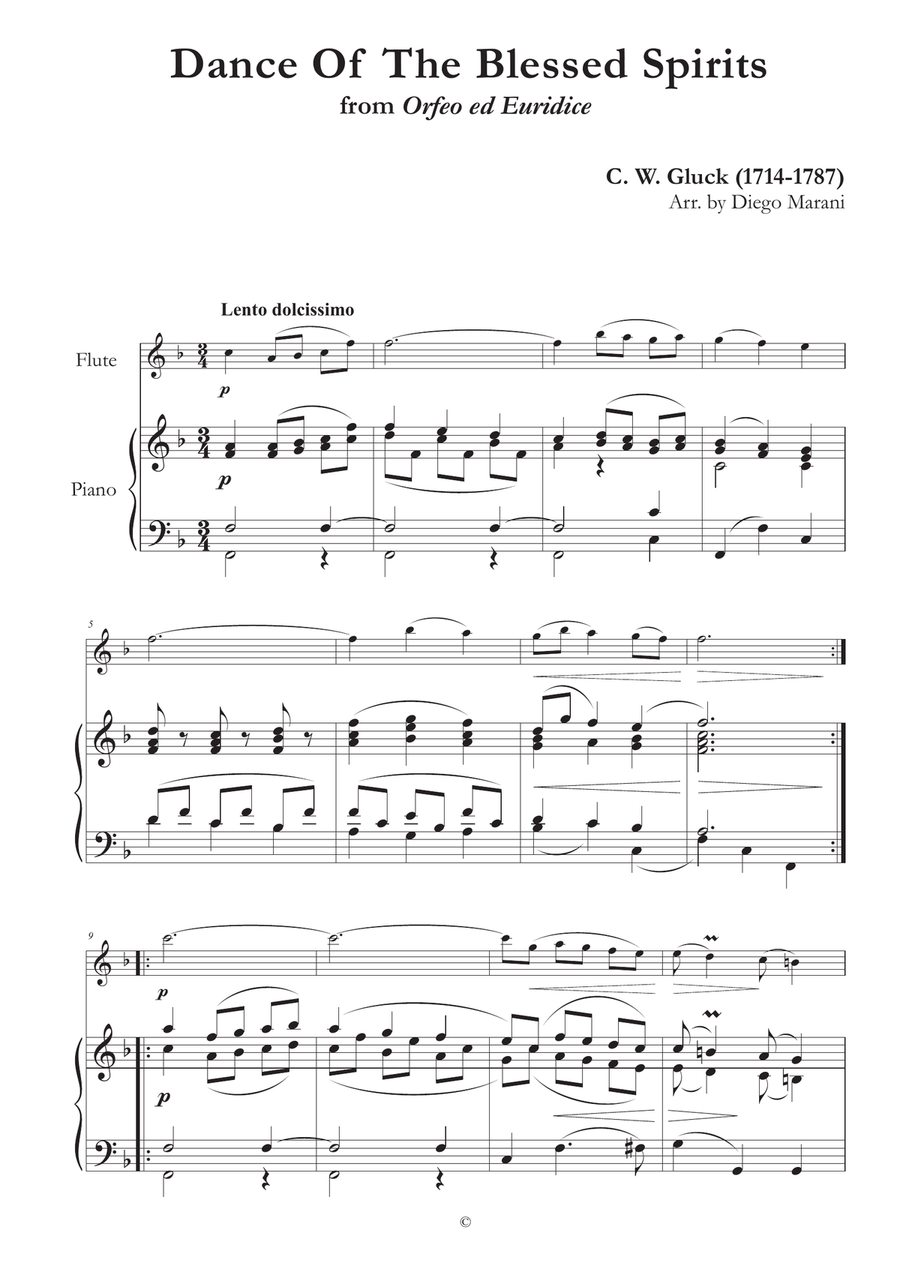 Dance of the Blessed Spirits for Flute and Piano Flute scores gallery preview page 1