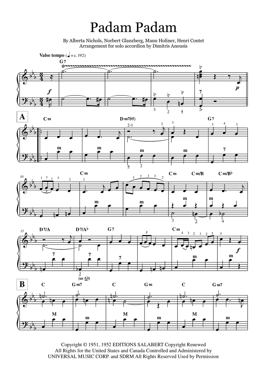 Padam Padam Accordion scores gallery preview page 3