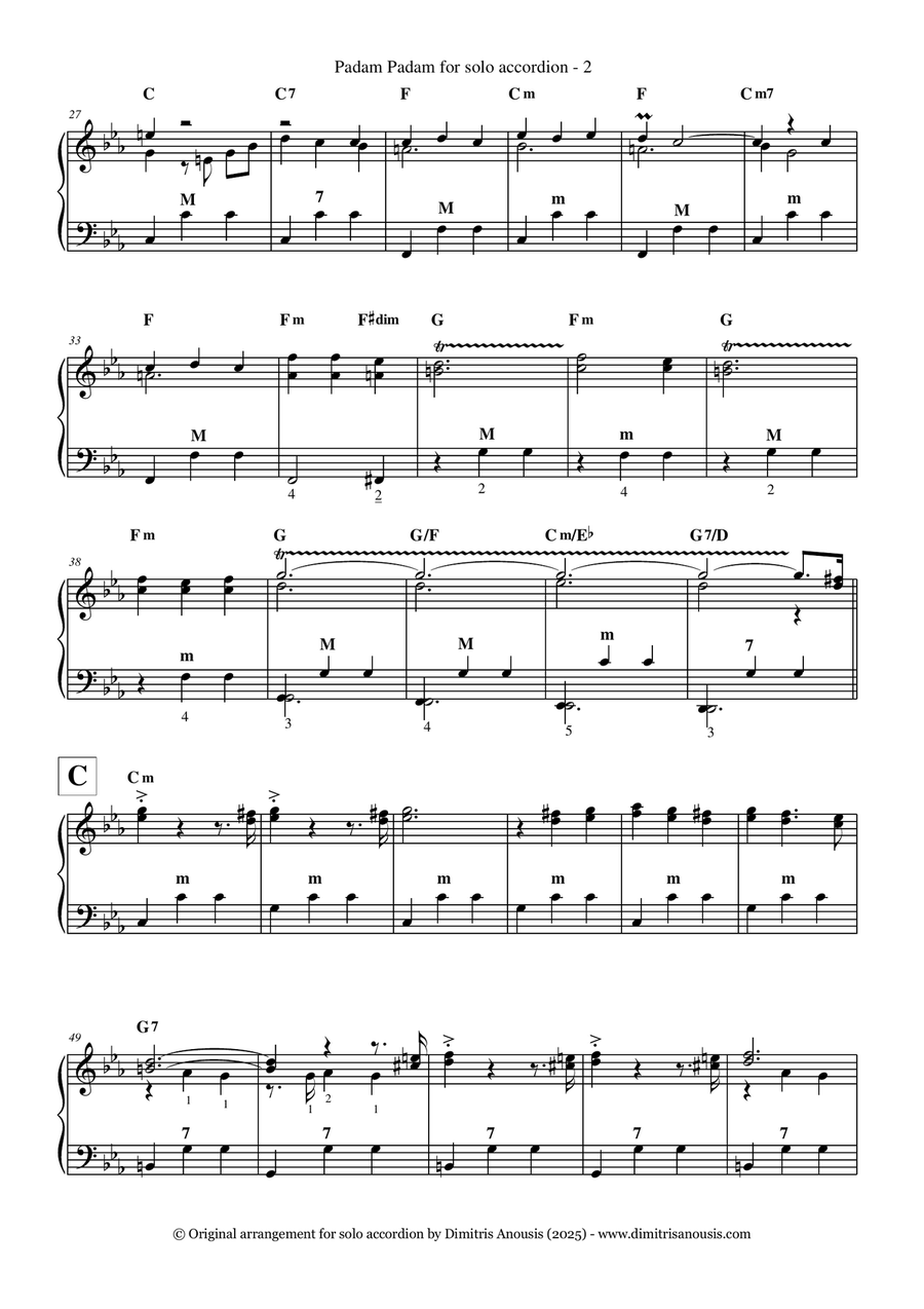 Padam Padam Accordion scores gallery preview page 4