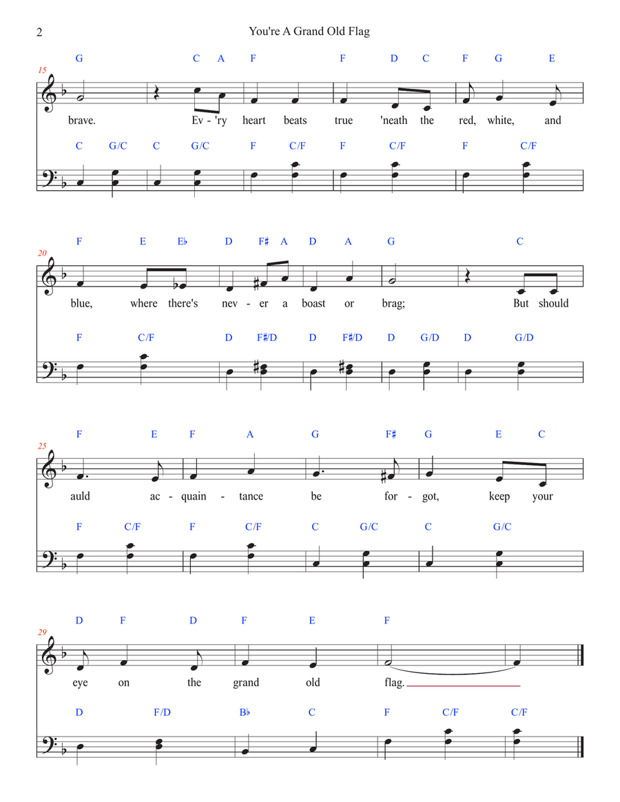 You're A Grand Old Flag for Piano Easy Piano scores gallery preview page 2