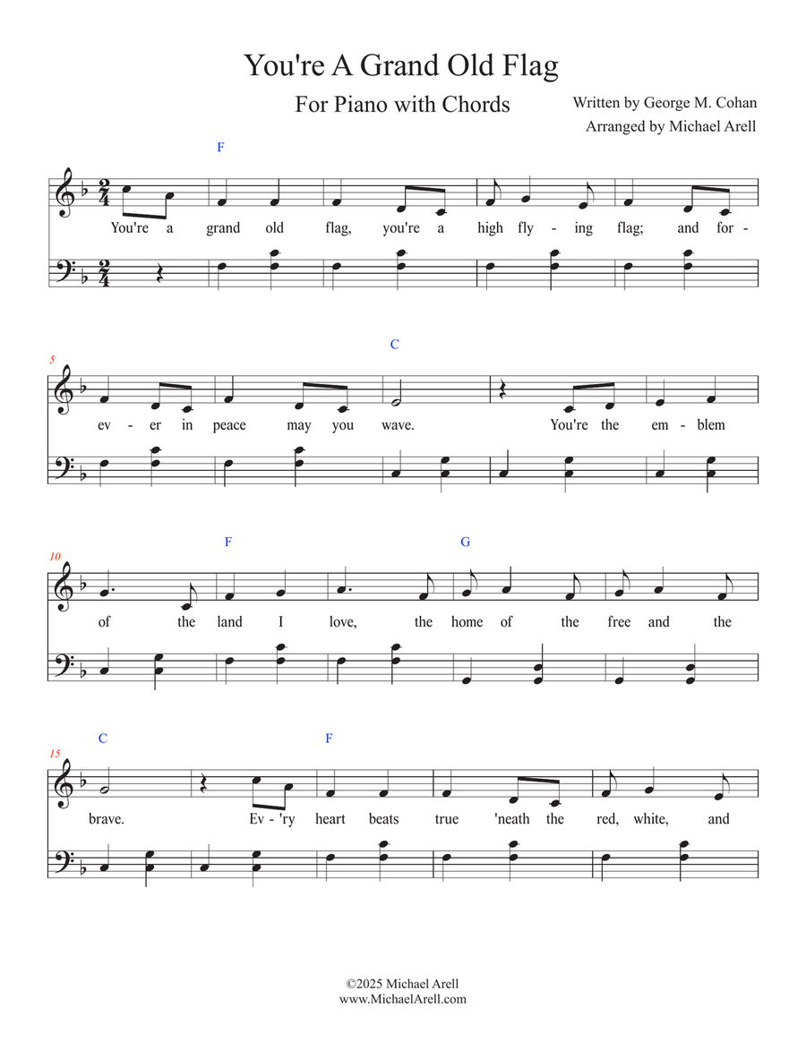 You're A Grand Old Flag for Piano Easy Piano scores gallery preview page 3