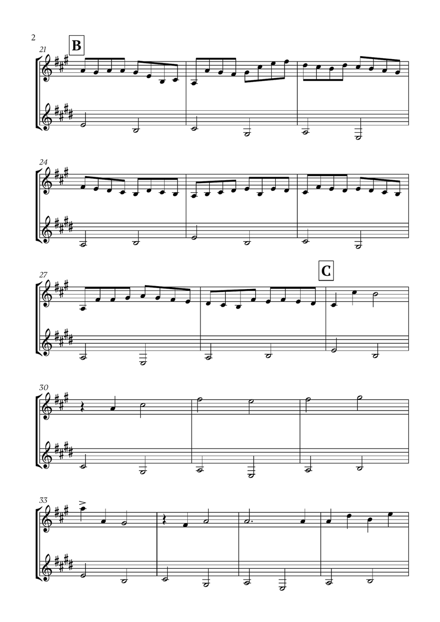 Pachelbel - Canon in D (for French Horn and Clarinet) Woodwind Duet scores gallery preview page 2