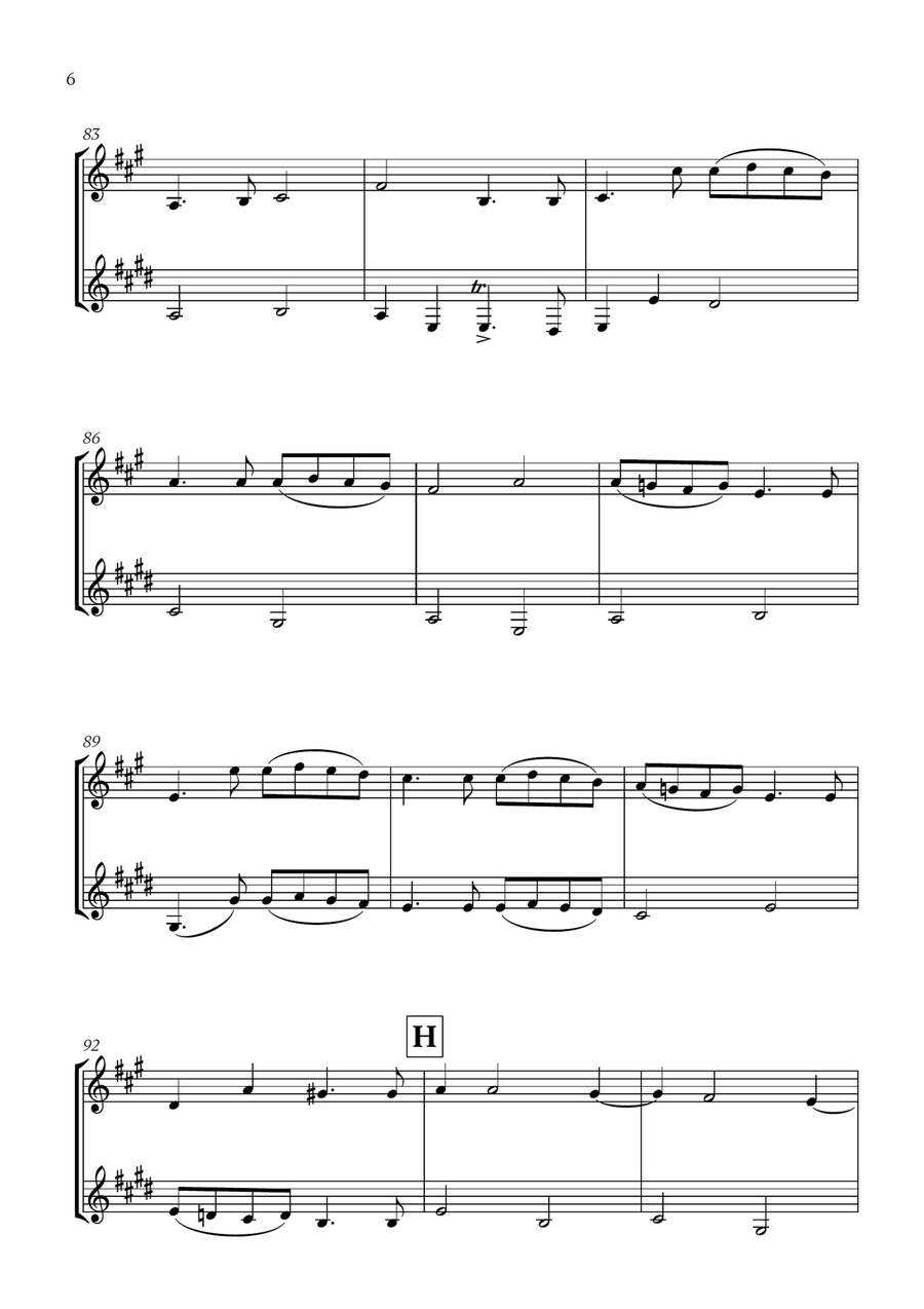 Pachelbel - Canon in D (for French Horn and Clarinet) Woodwind Duet scores gallery preview page 6