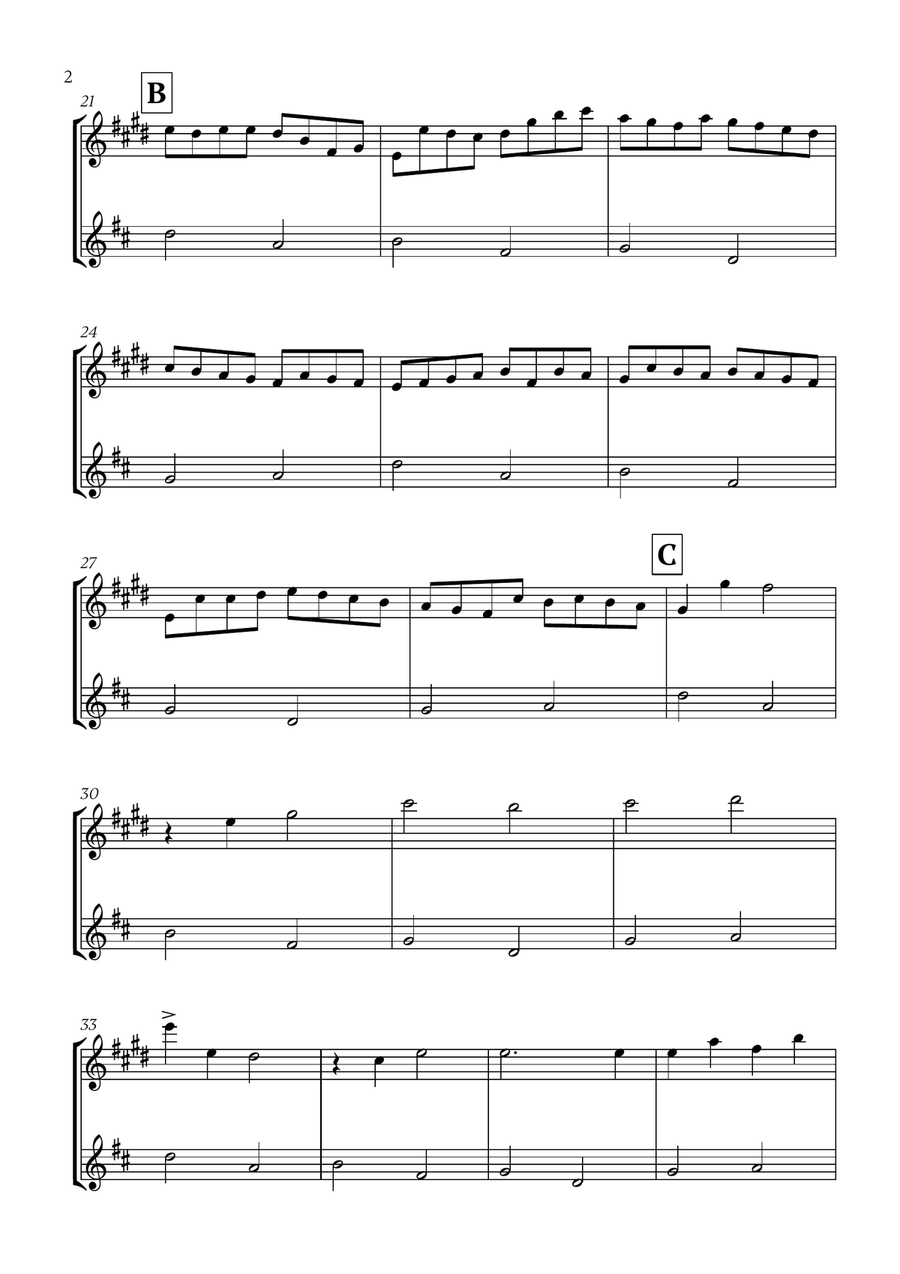 Pachelbel - Canon in D (for Trumpet and Violin) B-Flat Trumpet scores gallery preview page 2