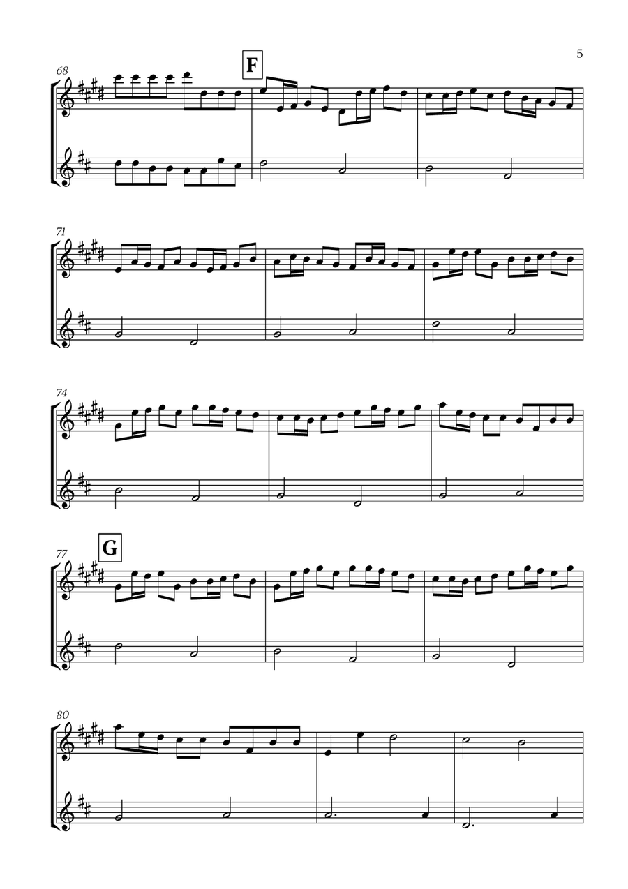 Pachelbel - Canon in D (for Trumpet and Violin) B-Flat Trumpet scores gallery preview page 5