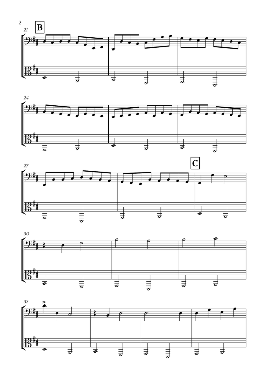 Pachelbel - Canon in D (for Cello and Viola) String Duet scores gallery preview page 2