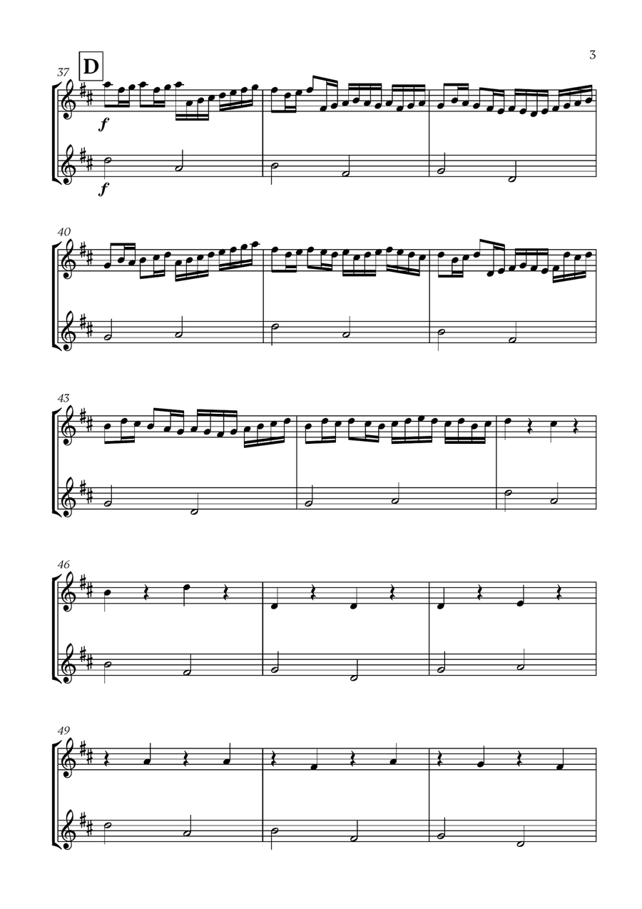 Pachelbel - Canon in D (for Violin and Flute) Flute scores gallery preview page 3