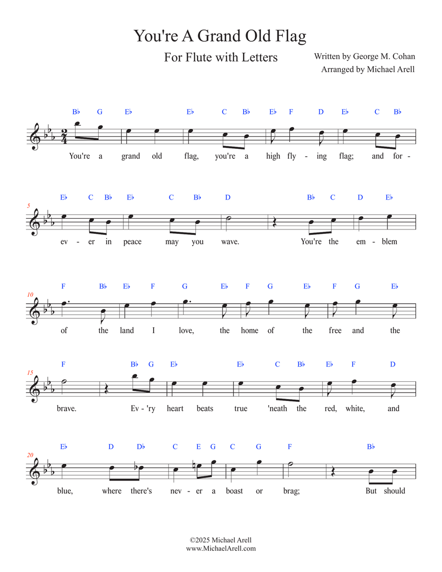 You're A Grand Old Flag for Flute Piccolo scores gallery preview page 1