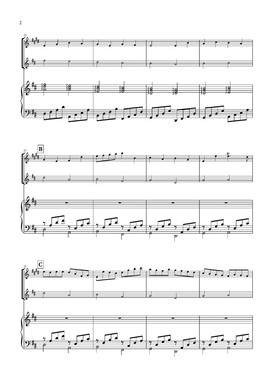 Pachelbel - Canon in D (for Clarinet, Violin and Piano) B-Flat Clarinet scores gallery preview page 2