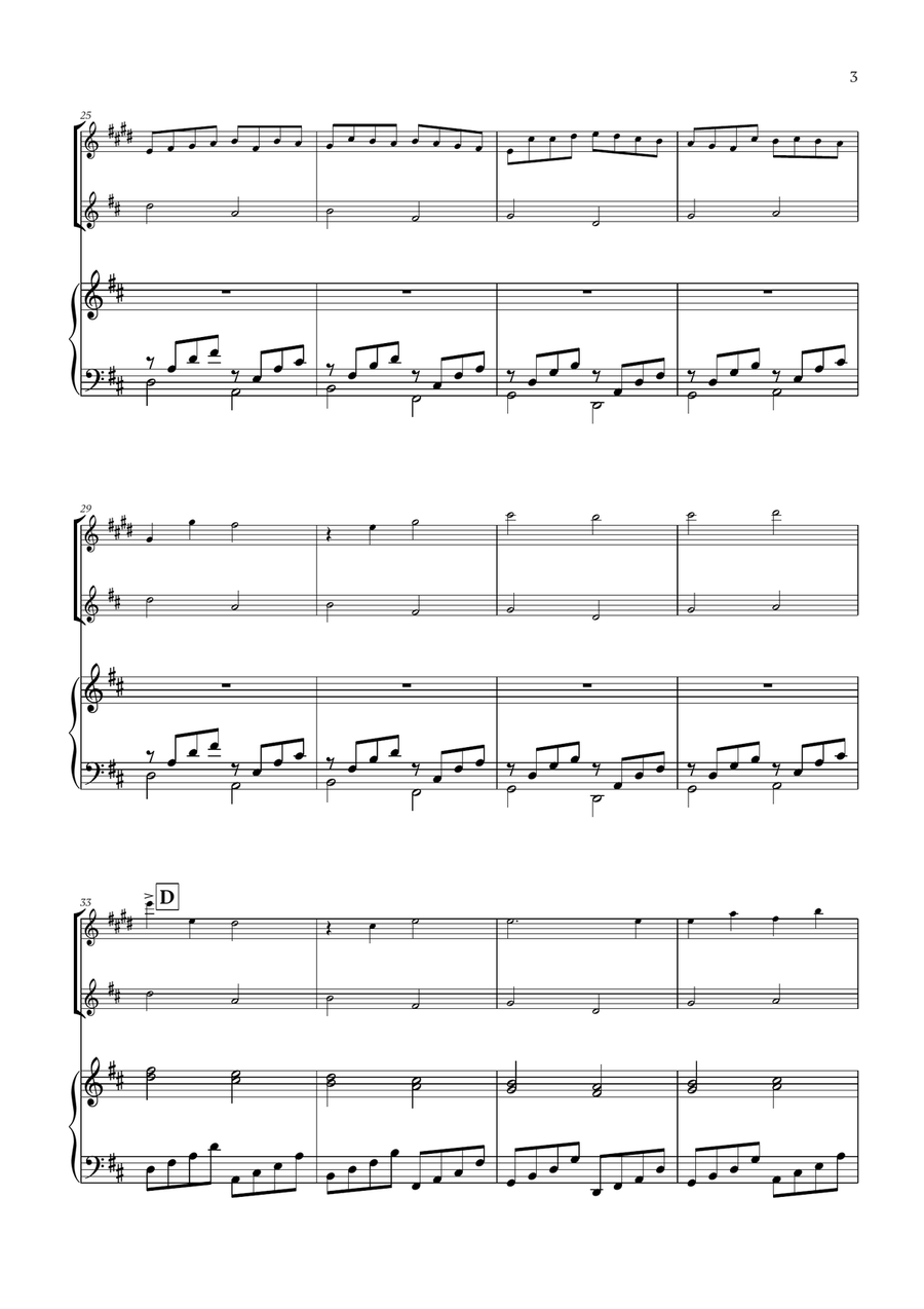 Pachelbel - Canon in D (for Clarinet, Violin and Piano) B-Flat Clarinet scores gallery preview page 3