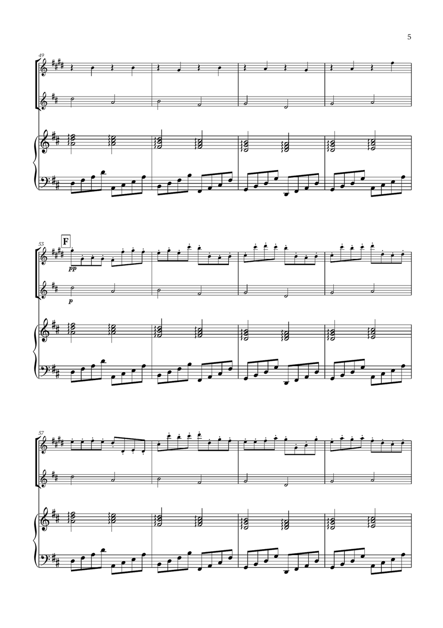 Pachelbel - Canon in D (for Clarinet, Violin and Piano) B-Flat Clarinet scores gallery preview page 5