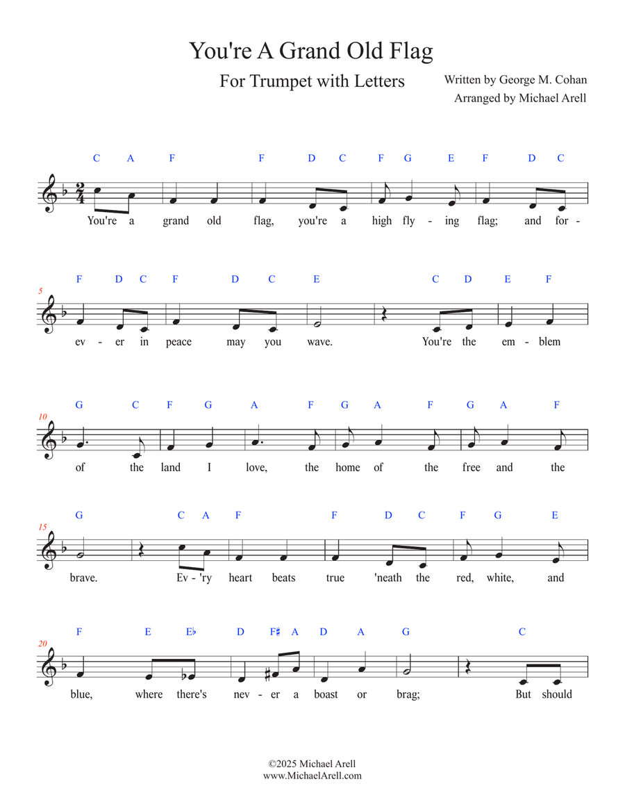 You're A Grand Old Flag for Trumpet C Trumpet scores gallery preview page 1