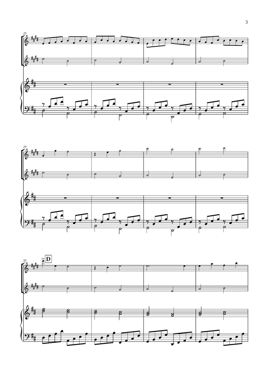 Pachelbel - Canon in D (for Clarinet, Trumpet and Piano) B-Flat Clarinet scores gallery preview page 3