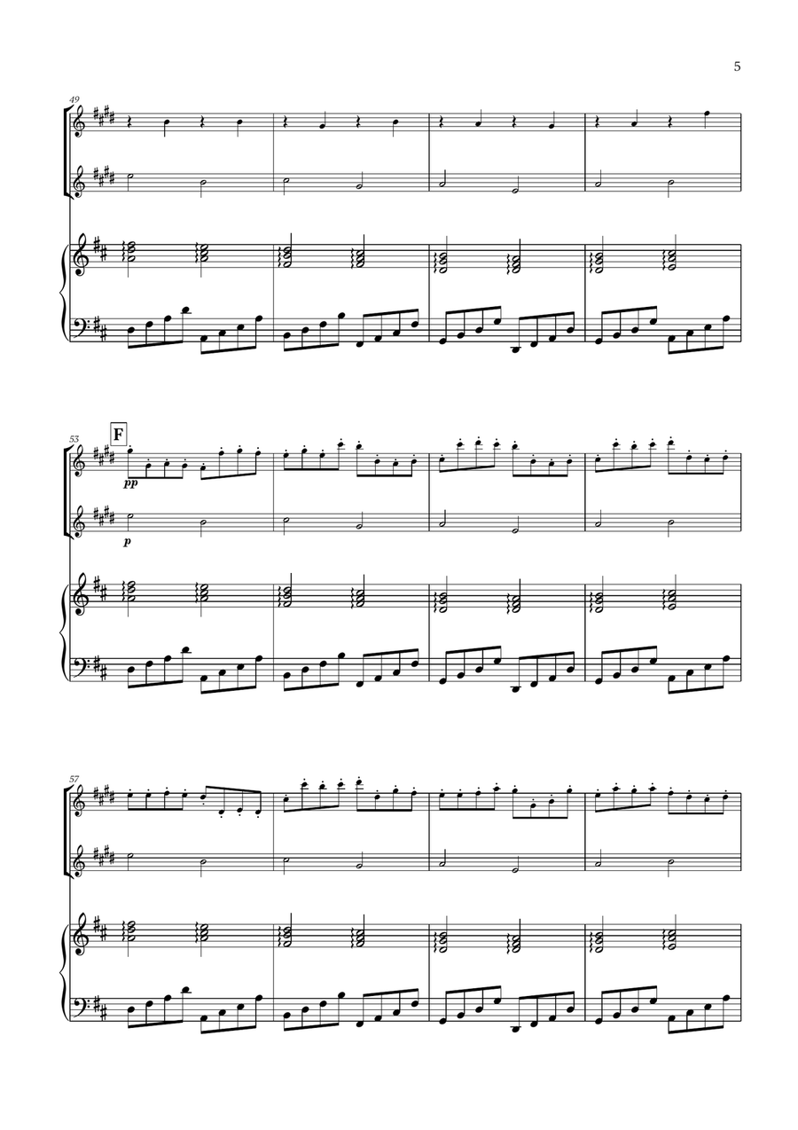 Pachelbel - Canon in D (for Clarinet, Trumpet and Piano) B-Flat Clarinet scores gallery preview page 5