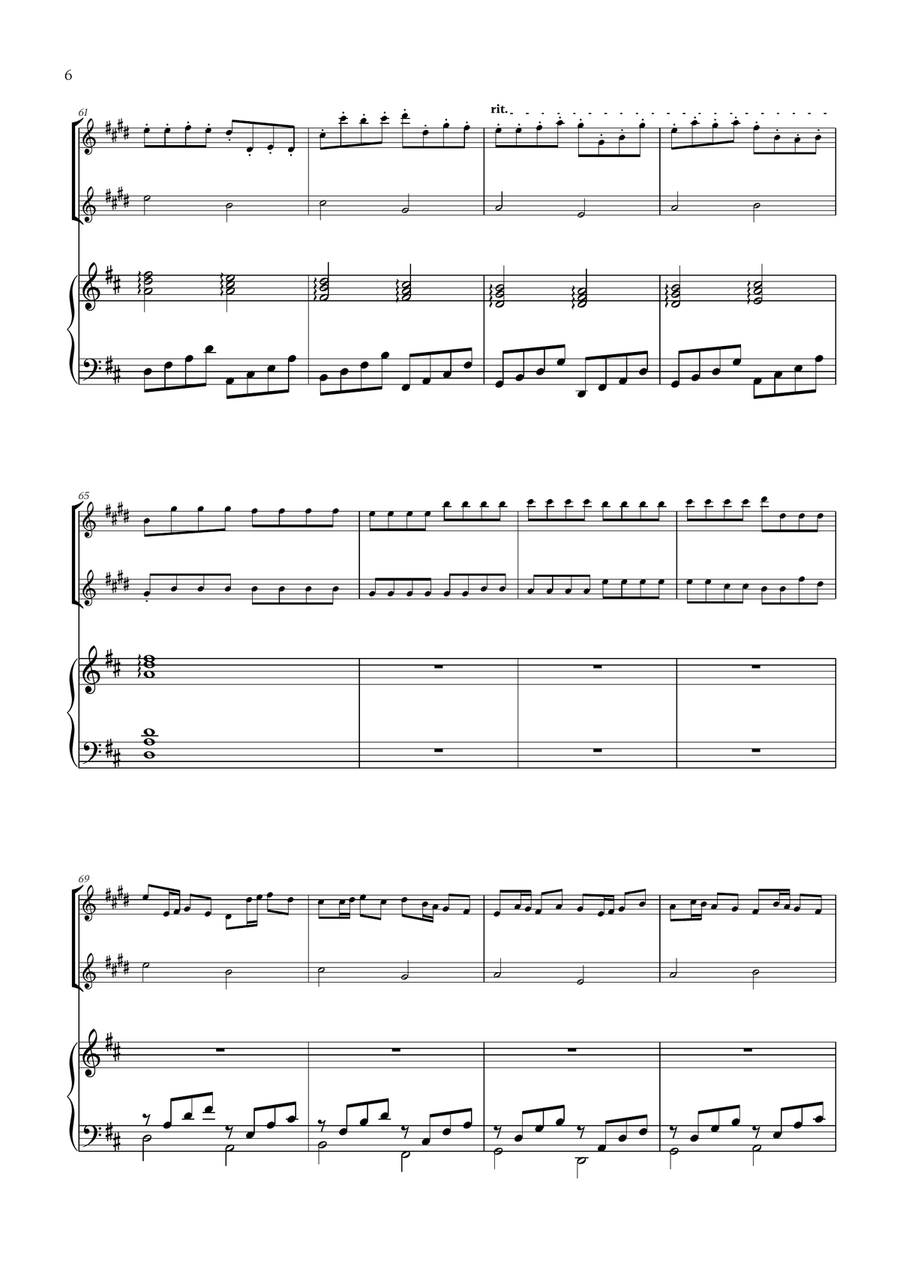 Pachelbel - Canon in D (for Clarinet, Trumpet and Piano) B-Flat Clarinet scores gallery preview page 6
