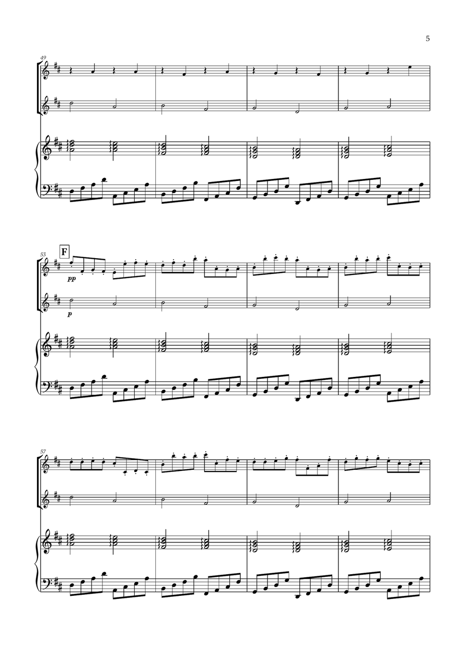 Pachelbel - Canon in D (for Flute, Violin and Piano) Flute scores gallery preview page 5