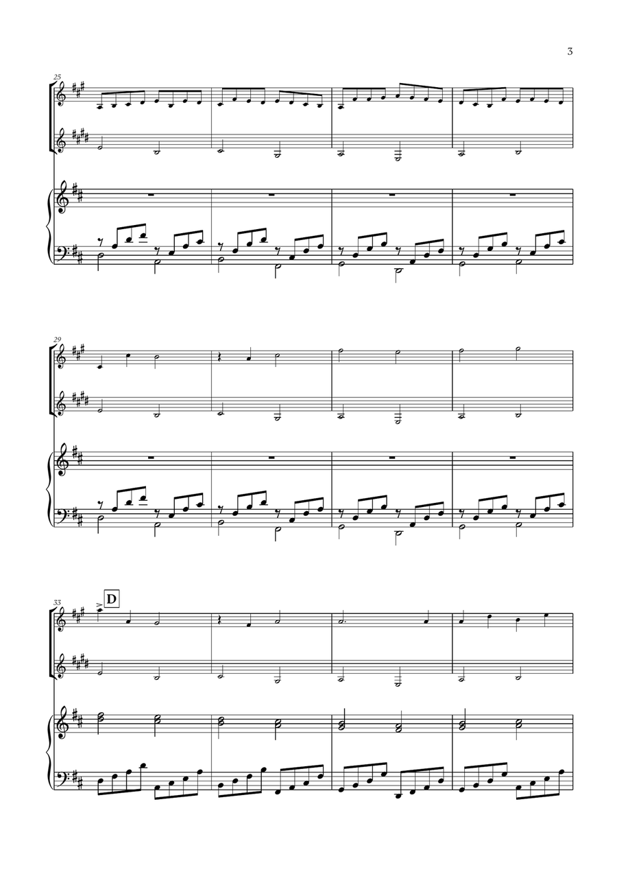 Pachelbel - Canon in D (for French Horn, Clarinet and Piano) Woodwind Duet scores gallery preview page 3