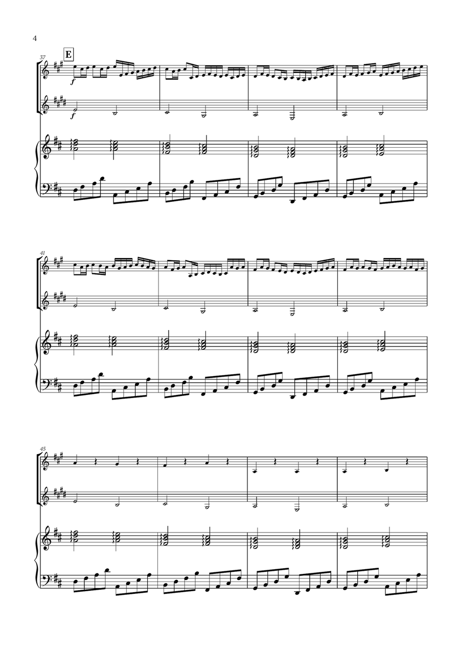 Pachelbel - Canon in D (for French Horn, Clarinet and Piano) Woodwind Duet scores gallery preview page 4