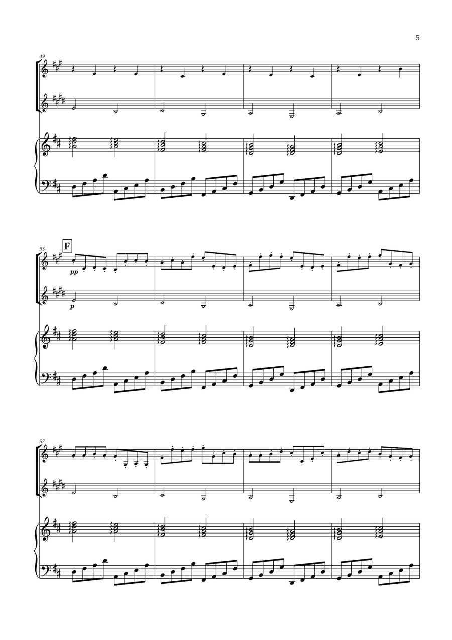 Pachelbel - Canon in D (for French Horn, Clarinet and Piano) Woodwind Duet scores gallery preview page 5