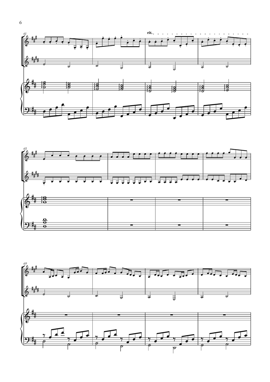 Pachelbel - Canon in D (for French Horn, Clarinet and Piano) Woodwind Duet scores gallery preview page 6