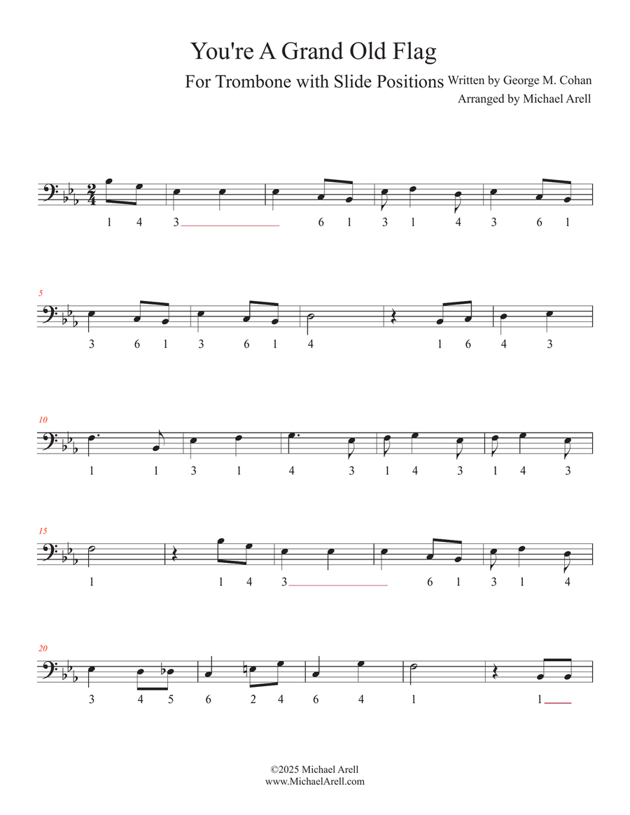 You're A Grand Old Flag for Trombone Bass Trombone scores gallery preview page 3
