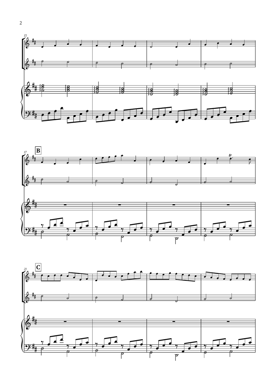 Pachelbel - Canon in D (for Oboe, Flute and Piano) Woodwind Duet scores gallery preview page 2