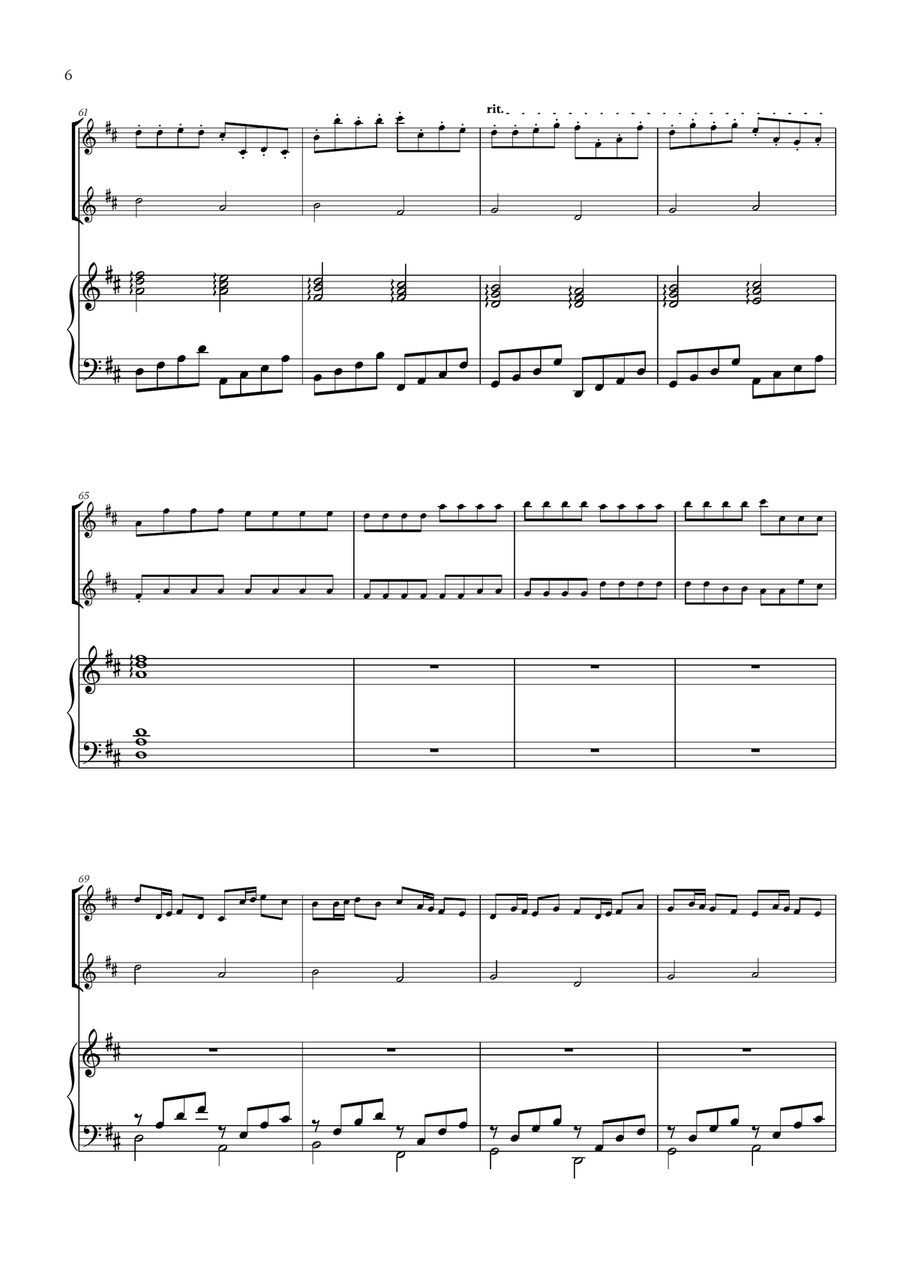 Pachelbel - Canon in D (for Oboe, Flute and Piano) Woodwind Duet scores gallery preview page 6