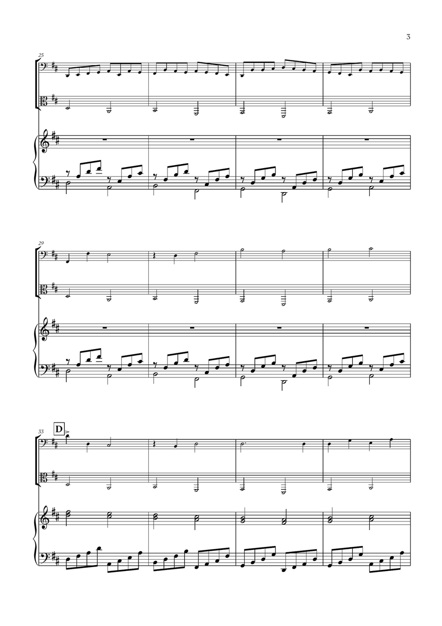 Pachelbel - Canon in D (for Cello, Viola and Piano) Cello scores gallery preview page 3