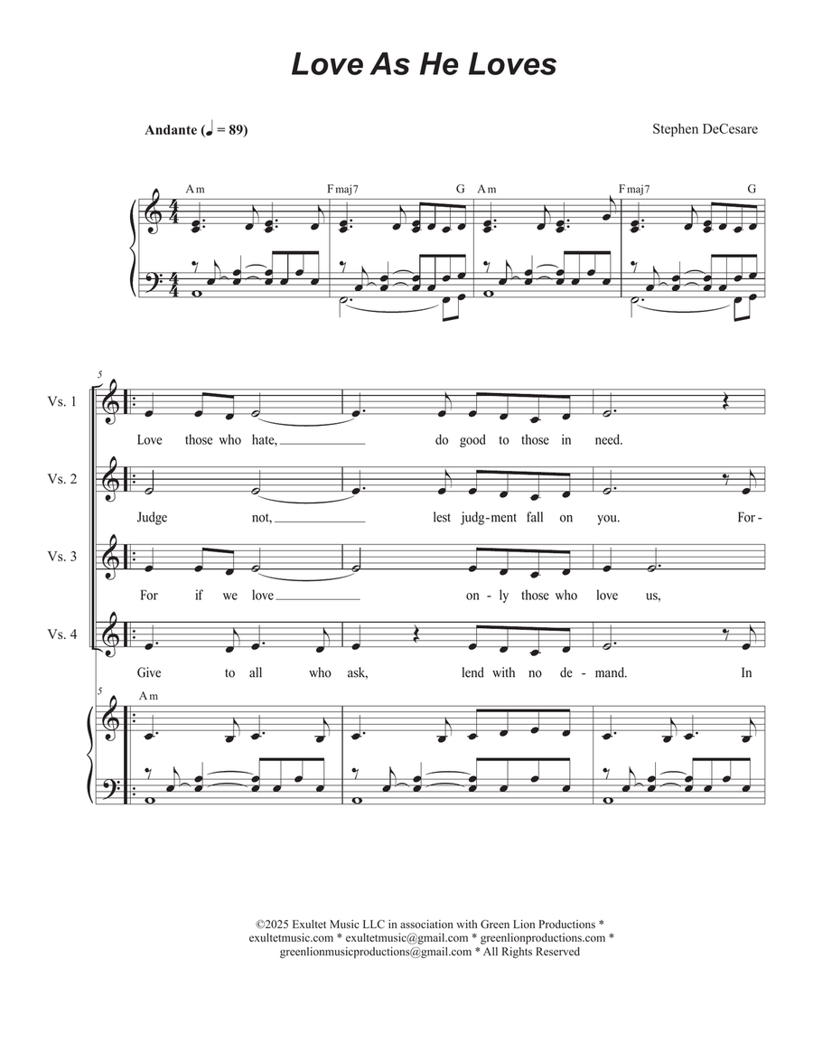 Love As He Loves (Vocal solo) Piano, Vocal scores gallery preview page 1