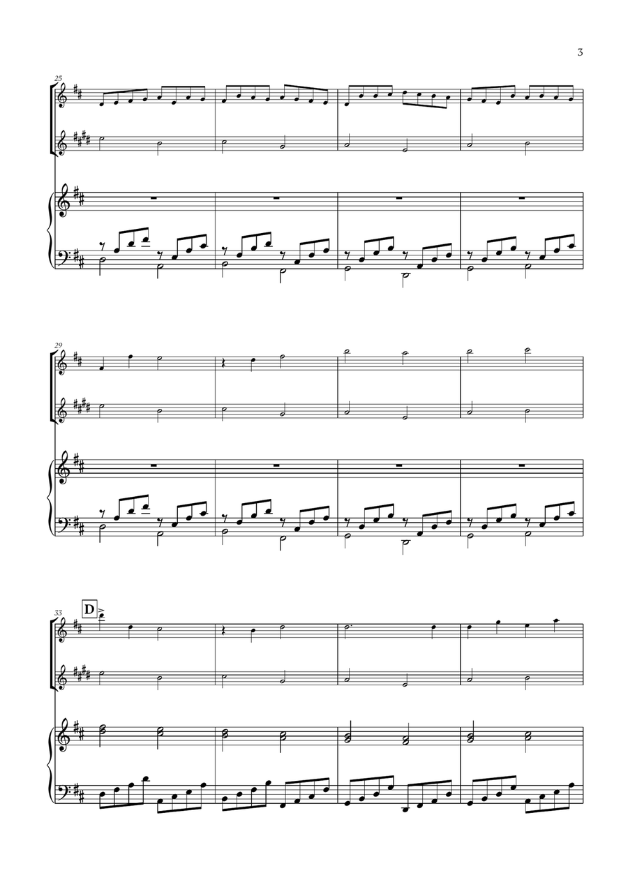 Pachelbel - Canon in D (for Violin, Clarinet and Piano) B-Flat Clarinet scores gallery preview page 3